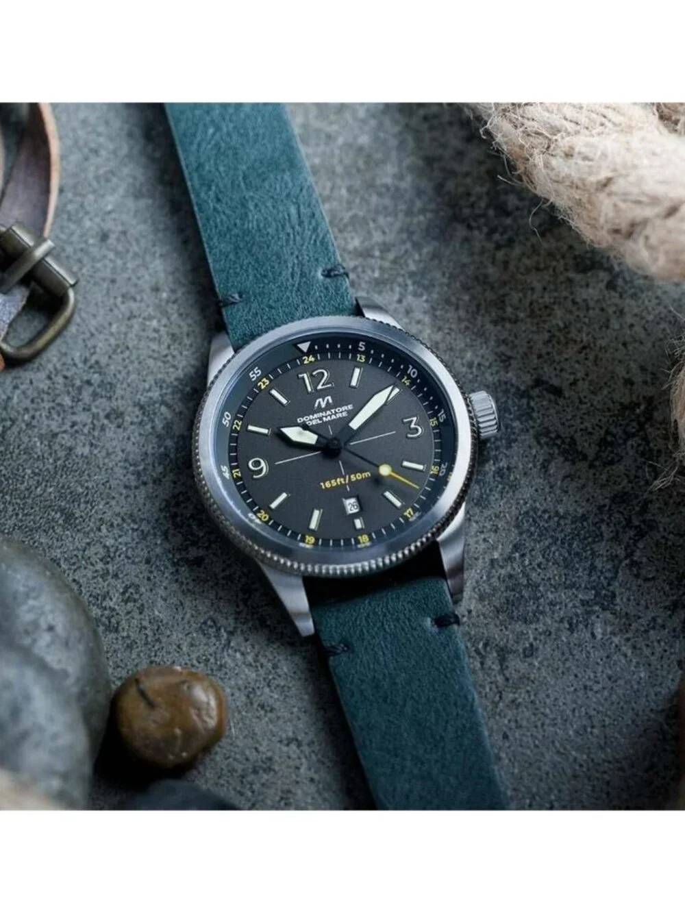 NWT Dominatore Del Mare Aviatore Quartz Green Dial Men's Watch